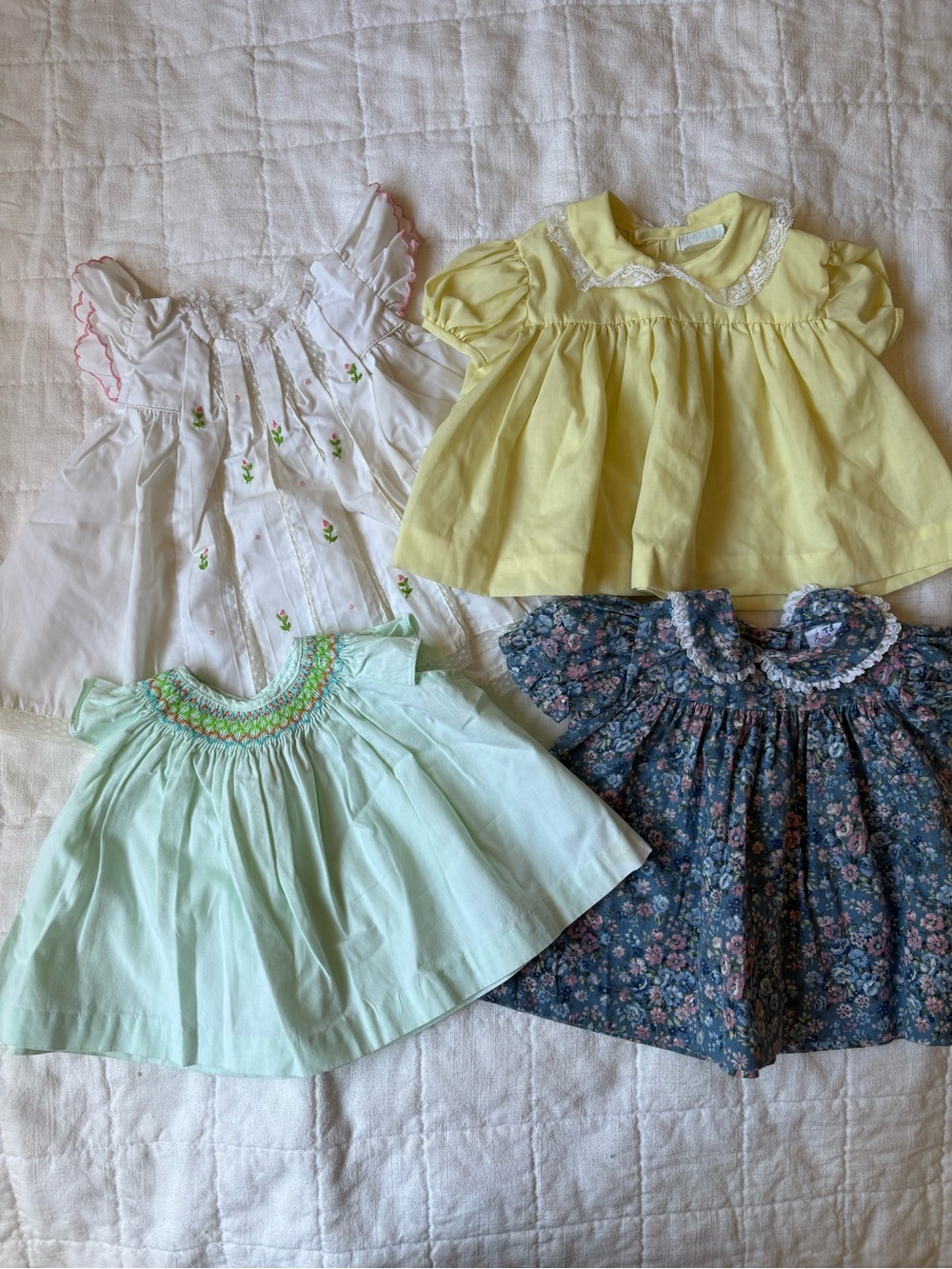 Vintage Dresses LOT of 4 Frilly Nannette & Bryan Baby Girl Newborn to 3 Months